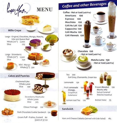 Paper Moon Cafe Menu .